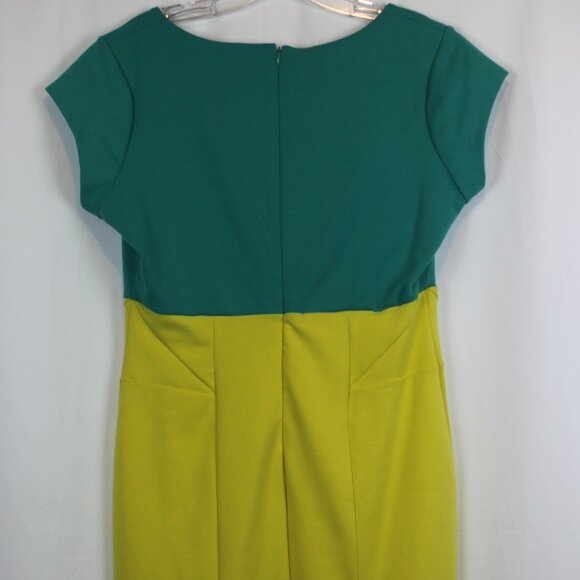 Kardashian Kollection Short Sleeve Teal Yellow Body Fitting Dress - Picture 5 of 7